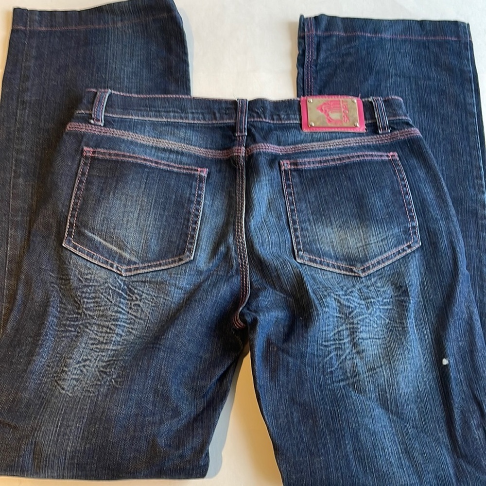Vintage Versace Sport Dark Wash Pink Stitch Jeans Size 31